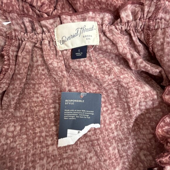 Universal Thread Womens Floral Balloon Sleeve Ruffle Blouse Top Small Pink New - Picture 3 of 7